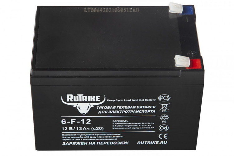 Тяговый гелевый аккумулятор RuTrike 6-F-12 (12V13A/H C20) в Челябинске