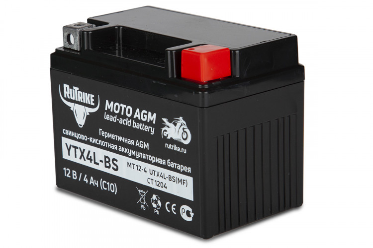 Аккумулятор стартерный для мототехники Rutrike YTX4L-BS (12V/4Ah) в Челябинске