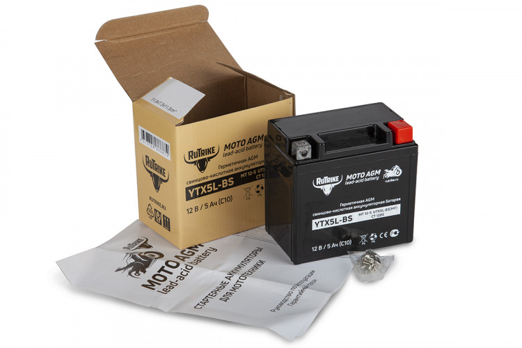 Аккумулятор стартерный для мототехники Rutrike YTX5L-BS (12V/5Ah) в Челябинске