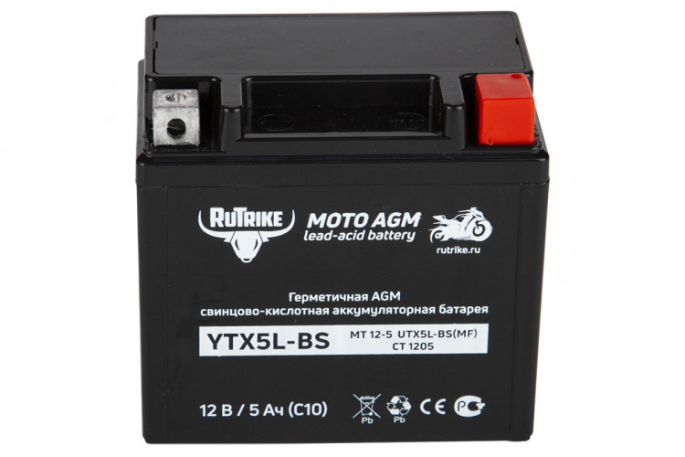 Аккумулятор стартерный для мототехники Rutrike YTX5L-BS (12V/5Ah) в Челябинске