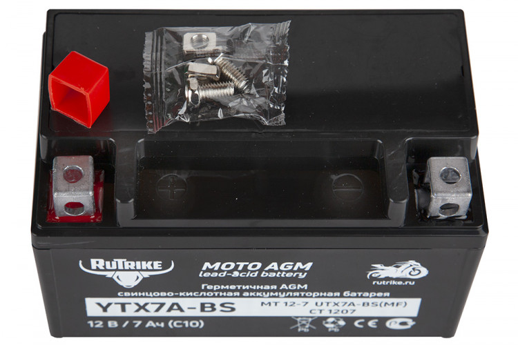 Аккумулятор стартерный для мототехники Rutrike YTX7A-BS (12V/7Ah) в Челябинске