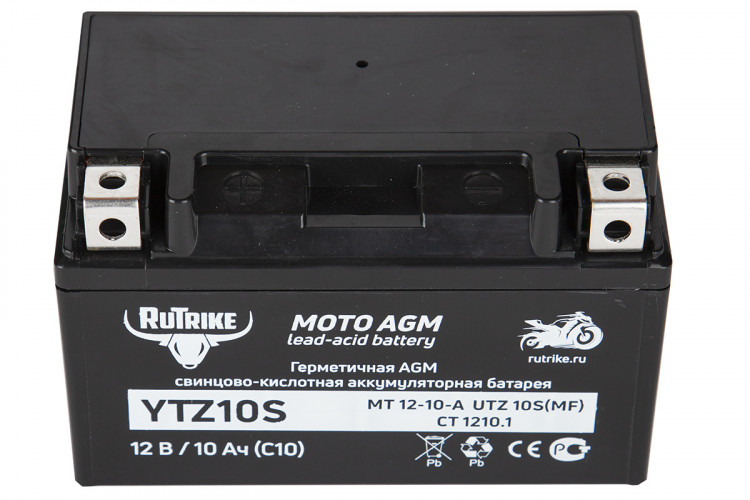 Аккумулятор стартерный для мототехники Rutrike YTZ10S (12V/10Ah) в Челябинске