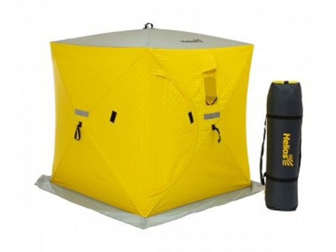 Палатка для рыбалки Helios утепл.Куб 1,5х1,5 желтый/серый в Челябинске