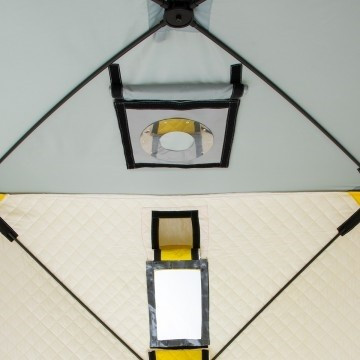 Палатка для рыбалки Helios утепл.Куб 1,5х1,5 желтый/серый в Челябинске