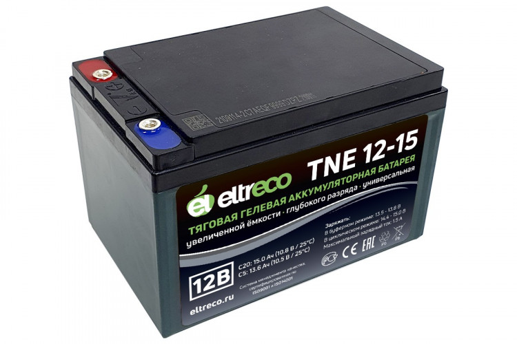 Тяговый аккумулятор Eltreco TNE12-15 (12V12A/H C3) болт в Челябинске
