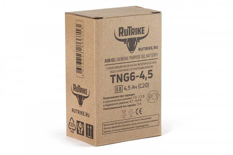 Тяговый гелевый аккумулятор RuTrike TNG 6-4,5 (6V4,5A/H C20) в Челябинске
