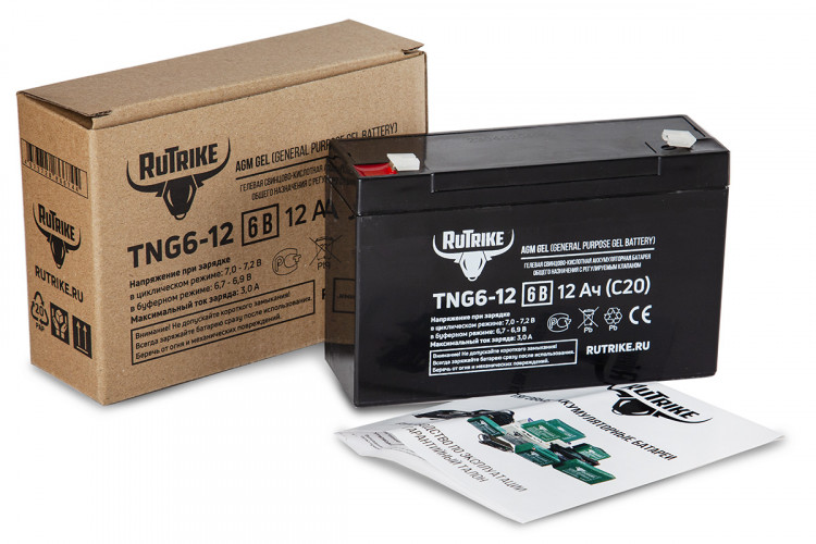 Тяговый гелевый аккумулятор RuTrike TNG 6-12 (6V12A/H C20) в Челябинске