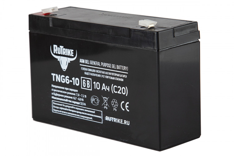Тяговый гелевый аккумулятор RuTrike TNG 6-10 (6V10A/H C20) в Челябинске