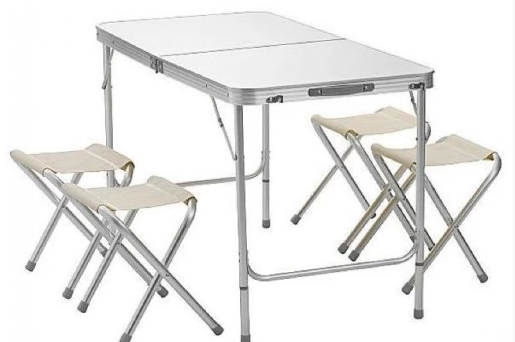Набор стол раскладной водостойкий 120х60 и 4 табурета в Челябинске
