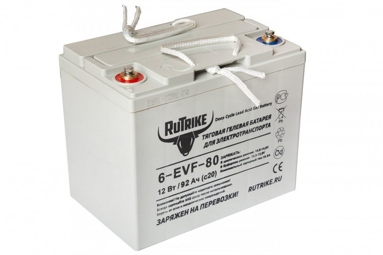 Тяговый гелевый аккумулятор RuTrike 6-EVF-80A (12V80A/H C3) в Челябинске